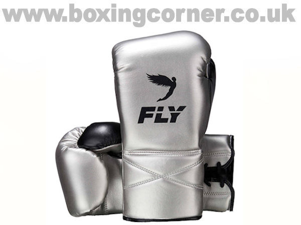 Fly Superlace X Boxing Gloves Silver and Black